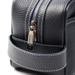 BEAUTY CASE DA UOMO BLU In pelle martellata