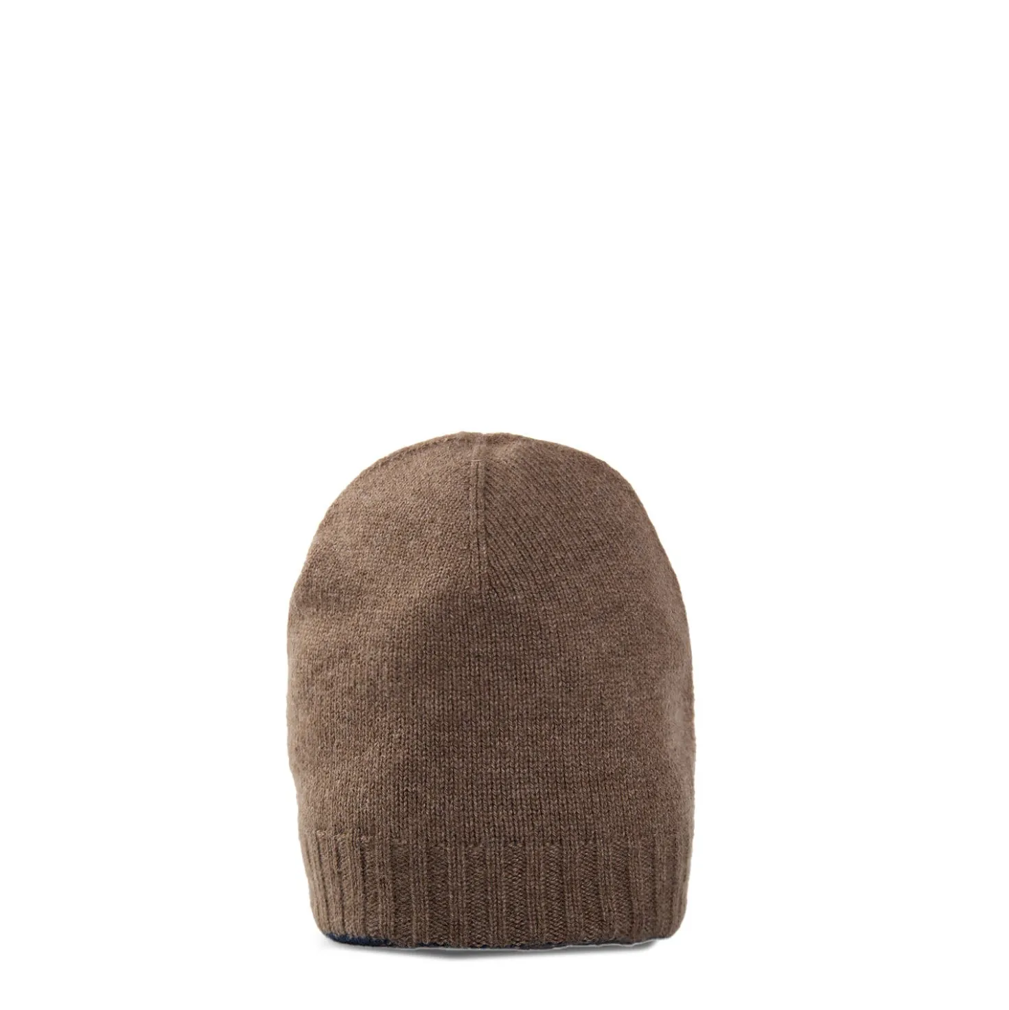 BERRETTO BICOLORE MARRONE E MARRONE E BLU SCURO In cashmere