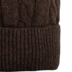 BERRETTO MARRONE SCURO A trecce in cashmere
