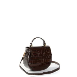 BORSA MINI CLEO MARRONE SCURO Stampa coccodrillo