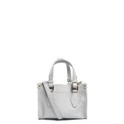 BORSA SHOPPING MINI AZZURRO POLVERE In pelle martellata