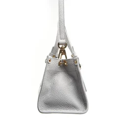 BORSA SHOPPING MINI AZZURRO POLVERE In pelle martellata