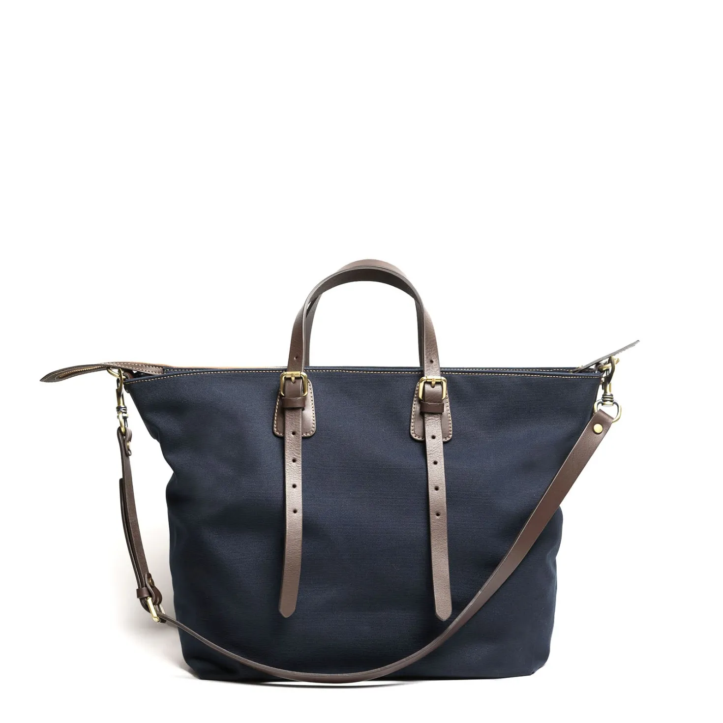 BORSA WEEKEND BLU SCURO In tela con rifinitute in pelle