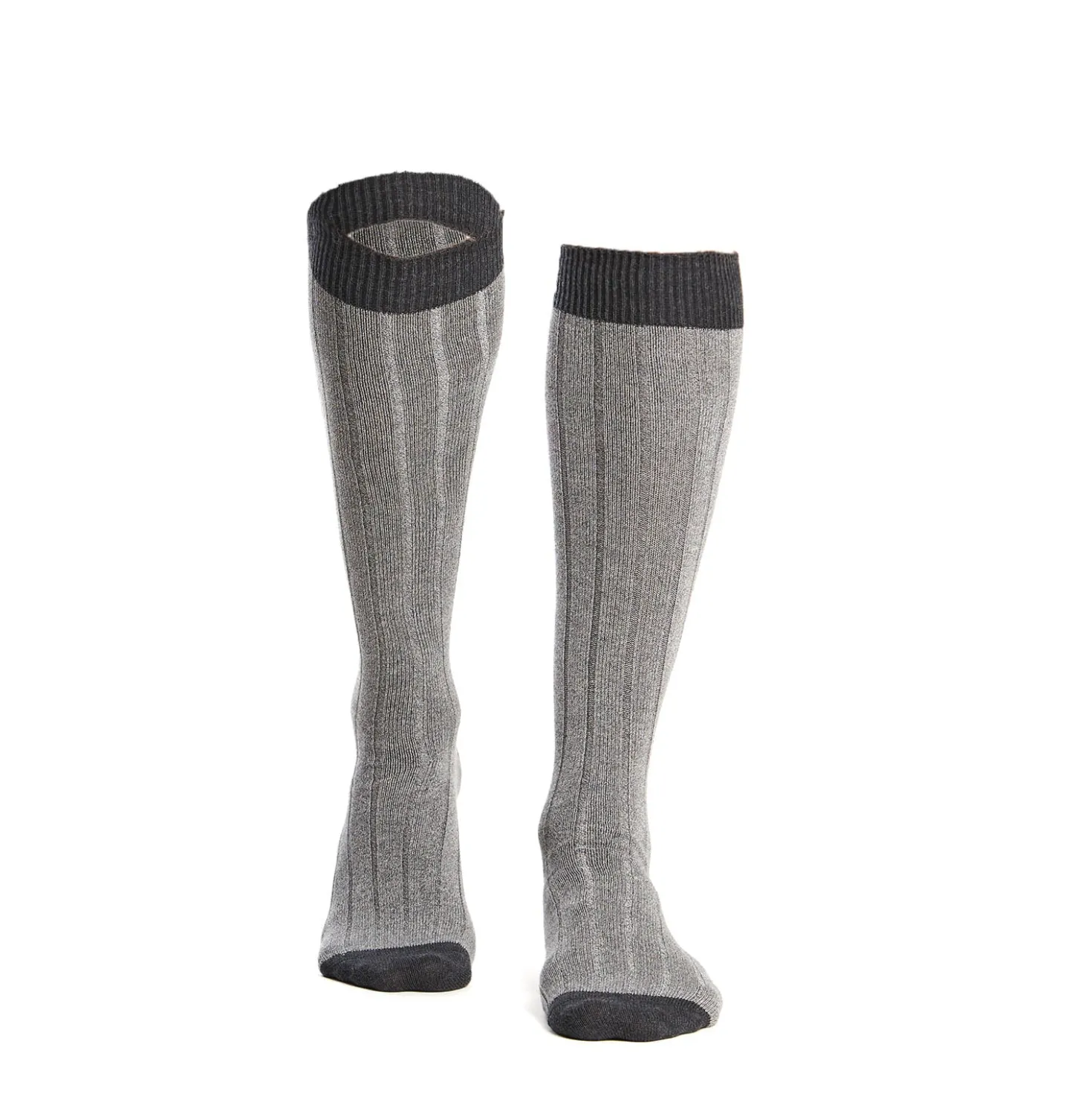 CALZE LUNGHE BICOLORE GRIGIO CHIARO E SCURO IN COTONE Tinta unita