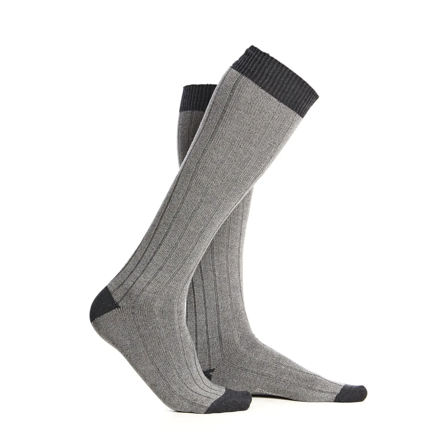 CALZE LUNGHE BICOLORE GRIGIO CHIARO E SCURO IN COTONE Tinta unita