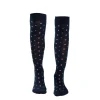 CALZE LUNGHE BLU SCURO IN COTONE Microfantasia fiore