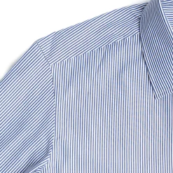 CAMICIA CLASSICA A RIGHE BIANCO E BLU SLIM In cotone popeline