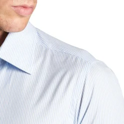 CAMICIA CLASSICA RIGHE BIANCO E AZZURRO REGULAR In cotone popeline