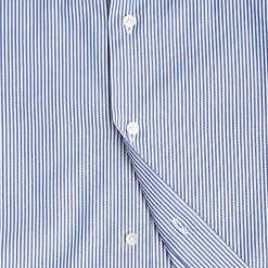 CAMICIA CLASSICA RIGHE BIANCO E BLU REGULAR In cotone popeline