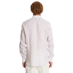 CAMICIA IN LINO BIANCA E BEIGE Rigata