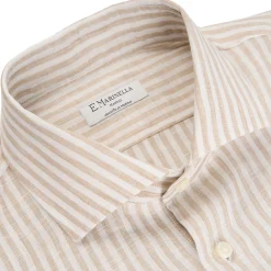 CAMICIA IN LINO BIANCA E BEIGE Rigata