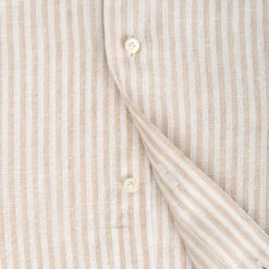 CAMICIA IN LINO BIANCA E BEIGE Rigata