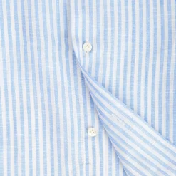 CAMICIA IN LINO BIANCA E AZZURRA Rigata