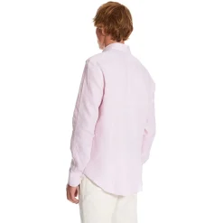 CAMICIA IN LINO LILLA Con bottoni in madreperla
