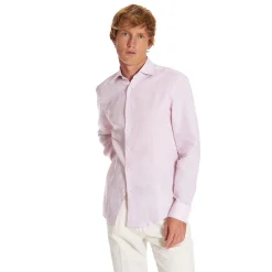CAMICIA IN LINO LILLA Con bottoni in madreperla