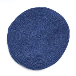 CAPPELLO BASCO A RIGHE BLU In cashmere