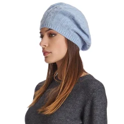CAPPELLO BASCO A TRECCE AZZURRO In cashmere