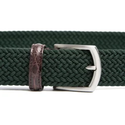 CINTURA ELASTICA VERDE SCURO Con finiture in coccodrillo