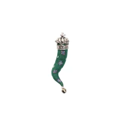 CORNETTO IN SETA VERDE SCURO In seta e argento