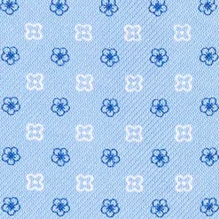 CRAVATTA ASCOT IN SETA AZZURRA Microfantasia fiore