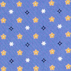 CRAVATTA ASCOT IN SETA AZZURRO POLVERE Microfantasia fiore