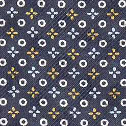 CRAVATTA ASCOT IN SETA BLU SCURO Microfantasia fiore