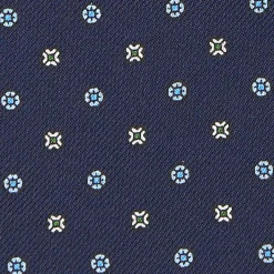 CRAVATTA ASCOT IN SETA BLU SCURO Microfantasia fiore
