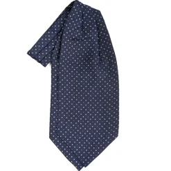 CRAVATTA ASCOT IN SETA BLU SCURO Microfantasia fiore