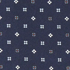 CRAVATTA ASCOT IN SETA BLU SCURO Microfantasia fiore
