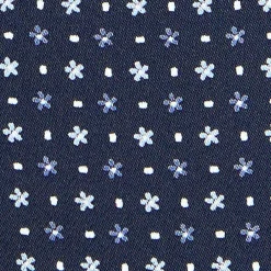 CRAVATTA ASCOT IN SETA BLU SCURO Microfantasia fiore