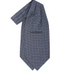 CRAVATTA ASCOT IN SETA BLU SCURO Microfantasia fiore