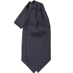 CRAVATTA ASCOT IN SETA BLU SCURO Microfantasia fiore