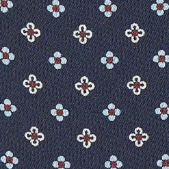 CRAVATTA ASCOT IN SETA BLU SCURO Microfantasia fiore