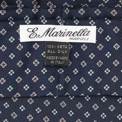 CRAVATTA ASCOT IN SETA BLU SCURO Microfantasia fiore