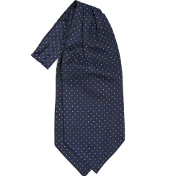 CRAVATTA ASCOT IN SETA BLU SCURO Microfantasia fiore