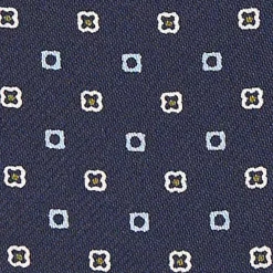 CRAVATTA ASCOT IN SETA BLU SCURO Microfantasia fiore