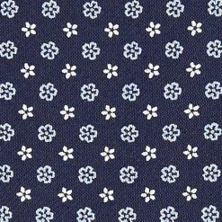 CRAVATTA ASCOT IN SETA BLU SCURO Microfantasia fiore