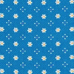 CRAVATTA ASCOT IN SETA BLU MEDIO Microfantasia fiore