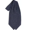 CRAVATTA ASCOT IN SETA BLU SCURO Microfantasia fiore