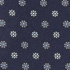 CRAVATTA ASCOT IN SETA BLU SCURO Microfantasia fiore