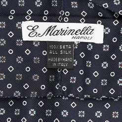 CRAVATTA ASCOT IN SETA BLU SCURO Microfantasia fiore