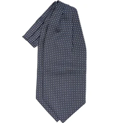 CRAVATTA ASCOT IN SETA BLU SCURO Microfantasia fiore