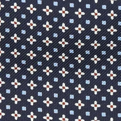 CRAVATTA ASCOT IN SETA BLU SCURO Microfantasia fiore