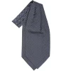 CRAVATTA ASCOT IN SETA BLU SCURO Microfantasia fiore