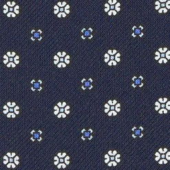 CRAVATTA ASCOT IN SETA BLU SCURO Microfantasia fiore
