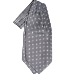 CRAVATTA ASCOT IN SETA GRIGIO SCURO Microfantasia fiore