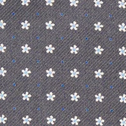 CRAVATTA ASCOT IN SETA GRIGIO SCURO Microfantasia fiore