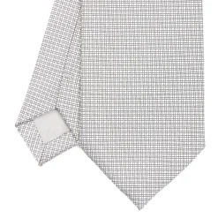 CRAVATTA CERIMONIA IN SETA JACQUARD GRIGIO CHIARO Microfantasia geometrica