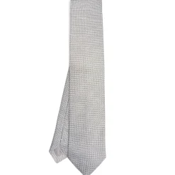 CRAVATTA CERIMONIA IN SETA JACQUARD GRIGIO CHIARO Microfantasia geometrica