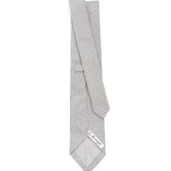 CRAVATTA CERIMONIA IN SETA JACQUARD GRIGIO CHIARO Microfantasia geometrica